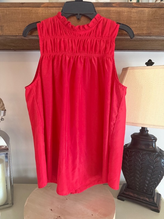 Joie Tops - Joie Ruffle Neck Sleeveless Top - Cayenne Red - Small